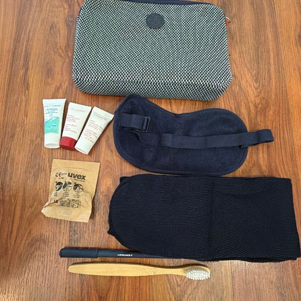 New Air France travel pouch designer with mask & socks